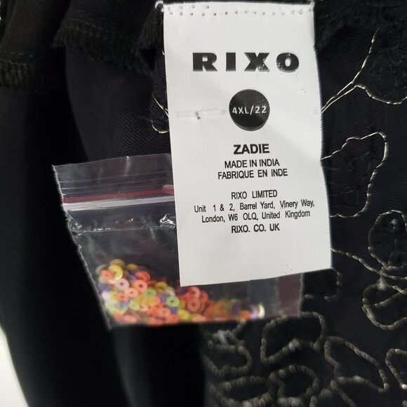 Rixo Zadie Dress Waterblossom Black Satin NWT Sequin Midi Size 4XL US 18 - Picture 11 of 12